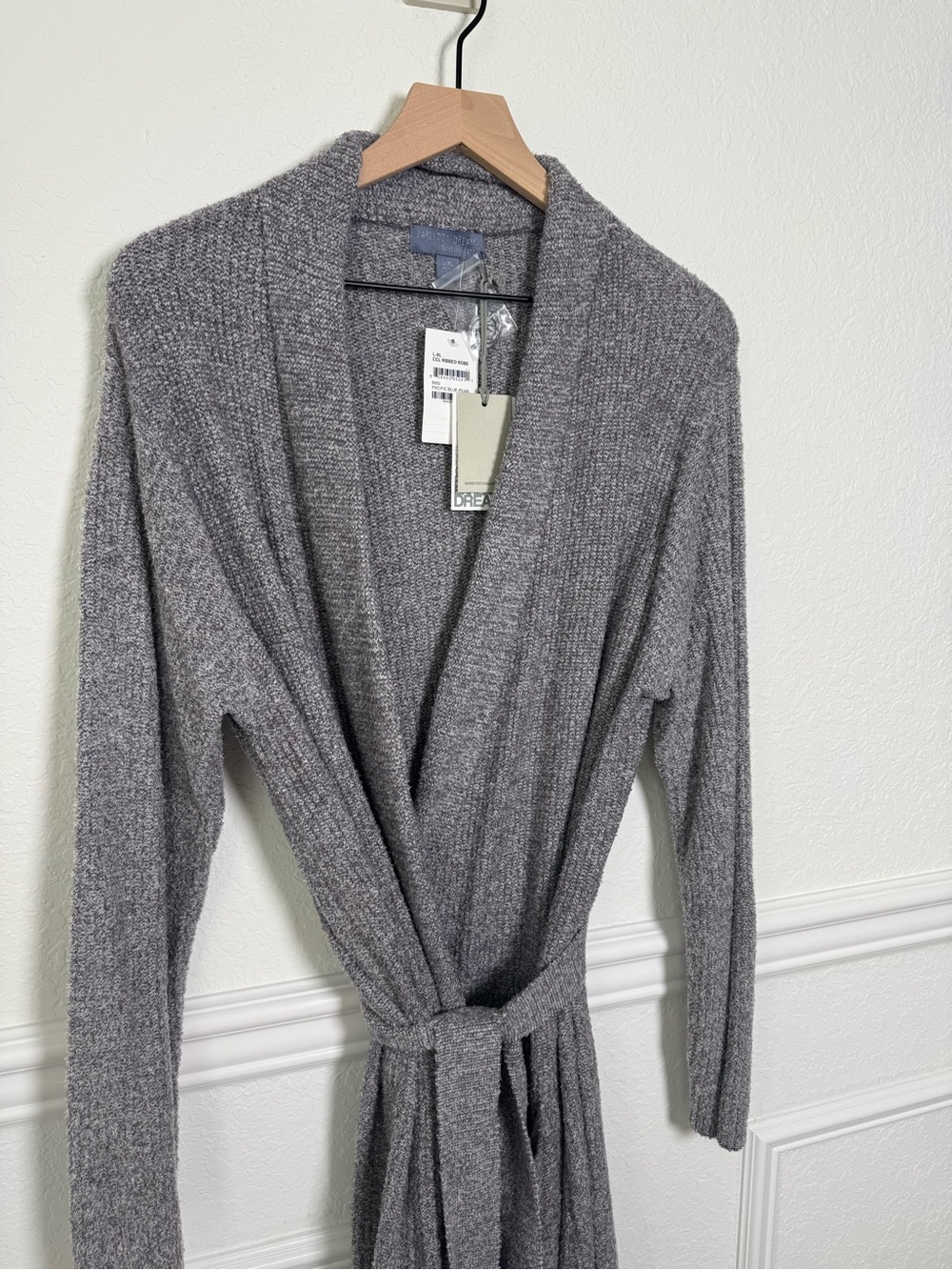 NWT Barefoot Dreams CozyChic Lite Ribbed Robe Gray L/XL